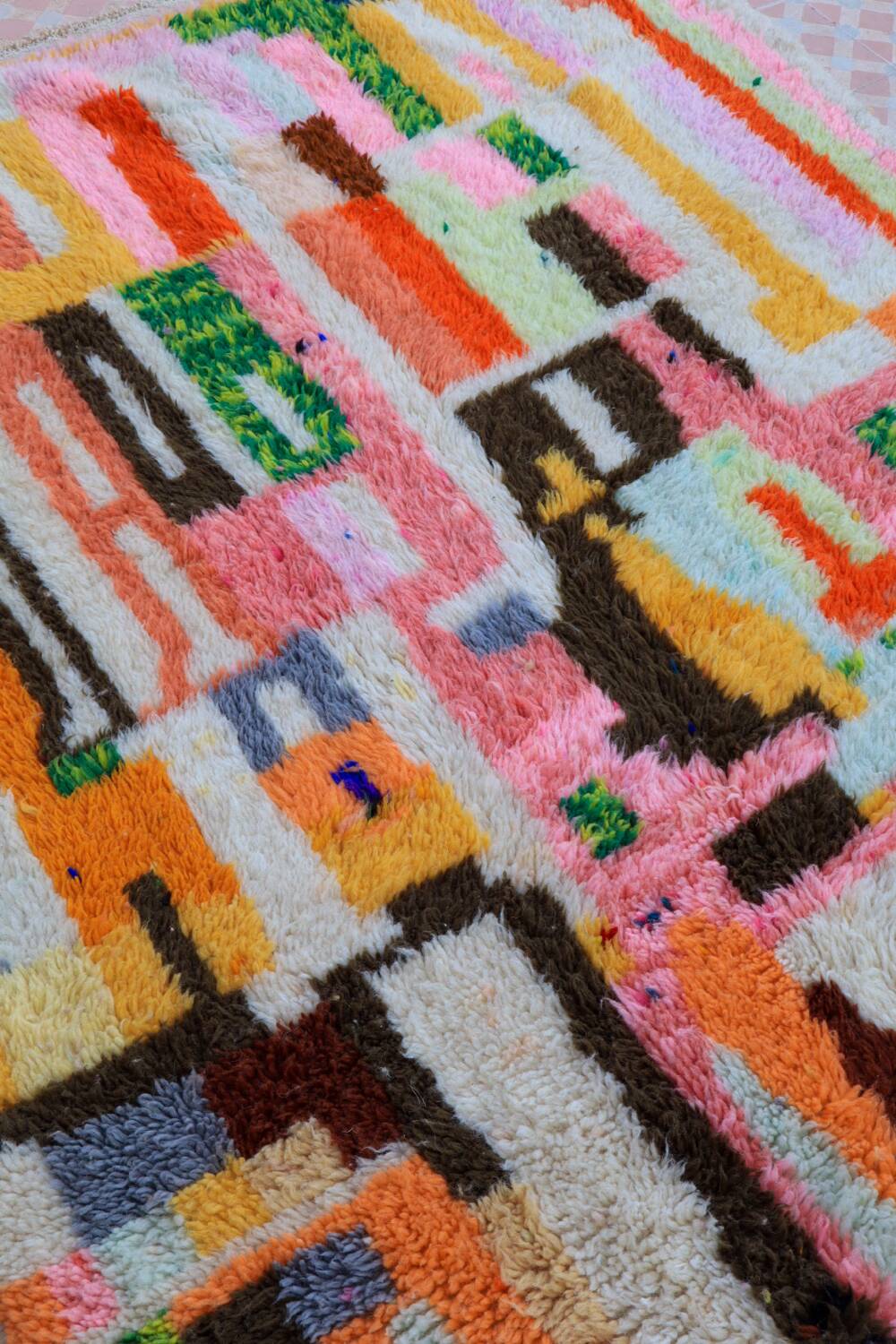 Modern multicolor boujad berber moroccan rug