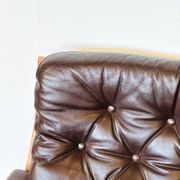 Scandinavian leather and teak bench from the 1960s.
