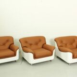 Space Age Fiberglass Lounge Chair in cognac leather, 1970s
