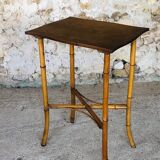 Large vintage side table in bamboo and rattan, circa 1930's