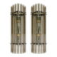 Contemporary Modern Smoked-Fumè Glass Pipes Wall Sconces-Set of Two