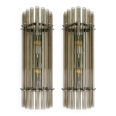 Contemporary Modern Smoked-Fumè Glass Pipes Wall Sconces-Set of Two
