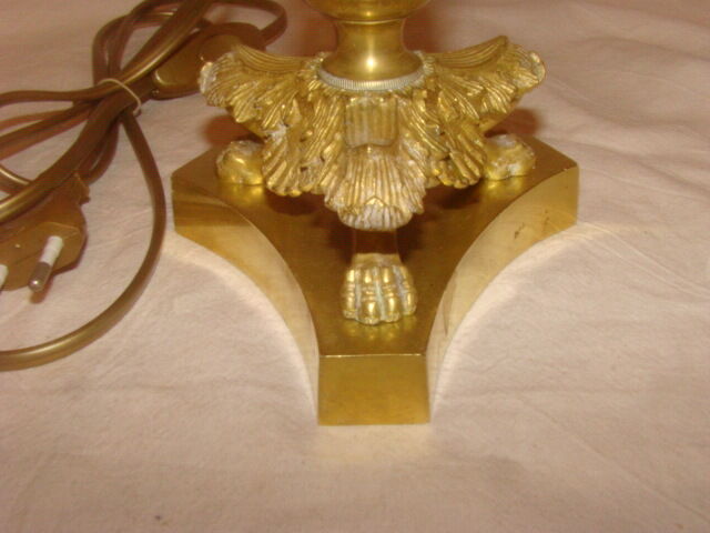 Bronze and brass candlestick, "Restoration" style, electrified as a lamp base.