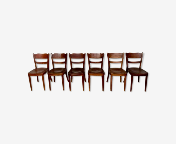 Série de 6 anciennes chaises bistrot en bois | Selency