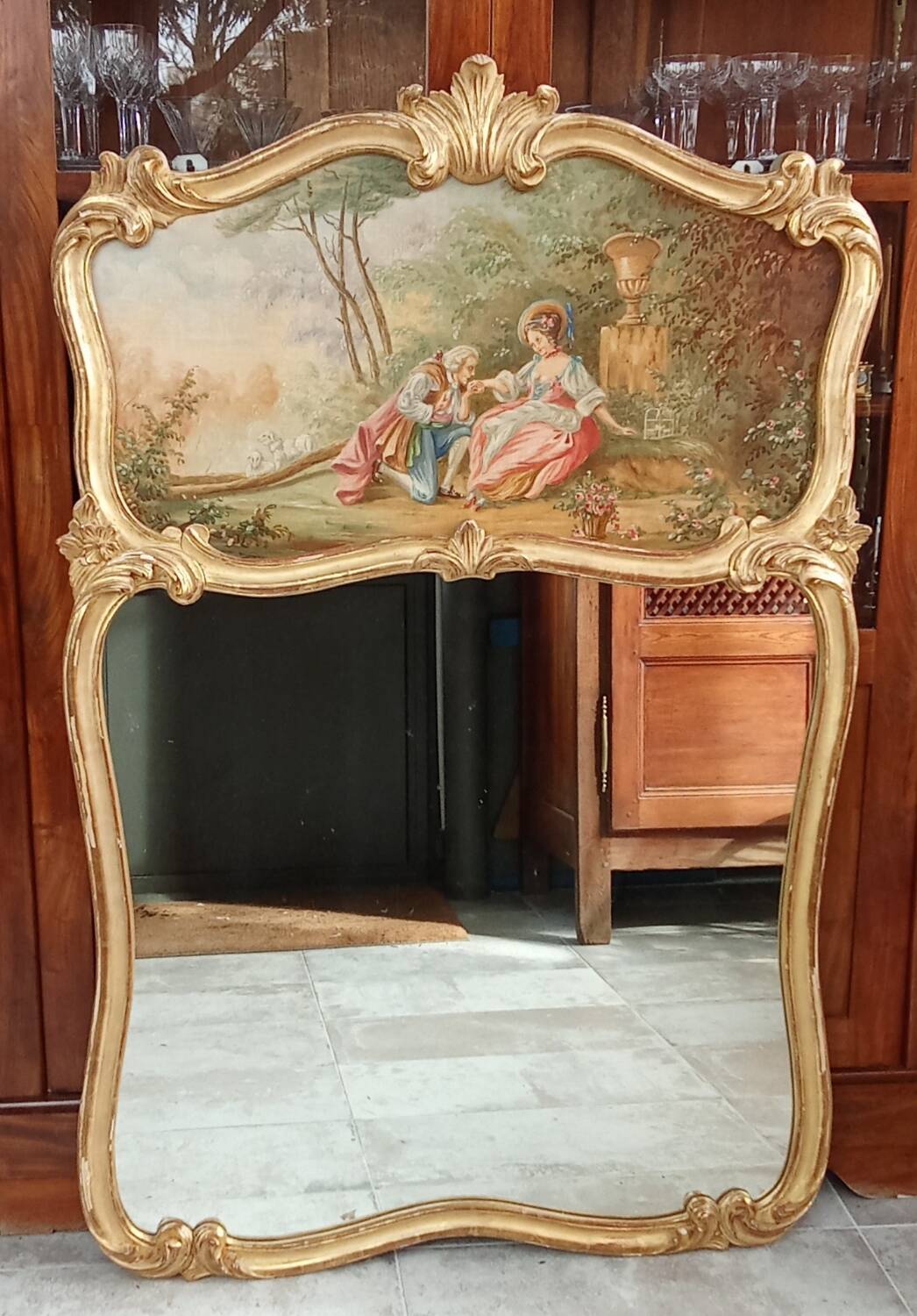 Antique Louis XV style trumeau mirror
