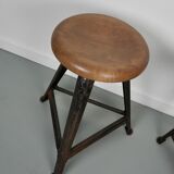 Pair of Industrial Steel Factory Stools By Rowac Robert Wagner Chemnitz, 1930s