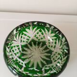 Green and transparent bohemian crystal ashtray