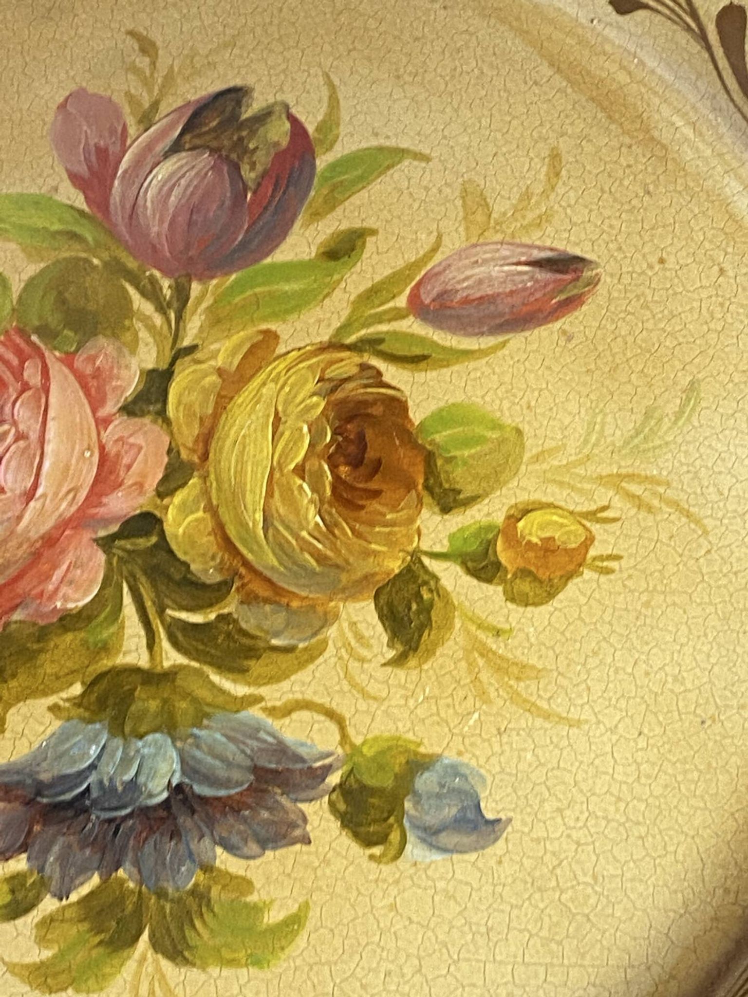 Round painted tin tray, Napoleon III