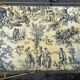 Vintage gold folding wheeled dessert trolley Toile de Jouy 1970s bar furniture