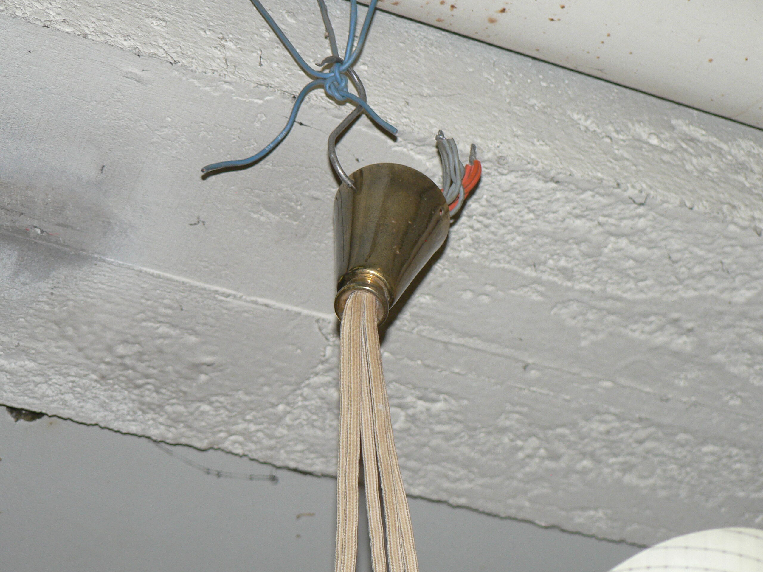 Chandelier 5 tulips 1940 50 brass