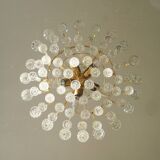 Large mid-century brass & crystal glass ceiling lamp from christoph palme