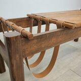 Vintage brutalist coffee table in solid oak 1970