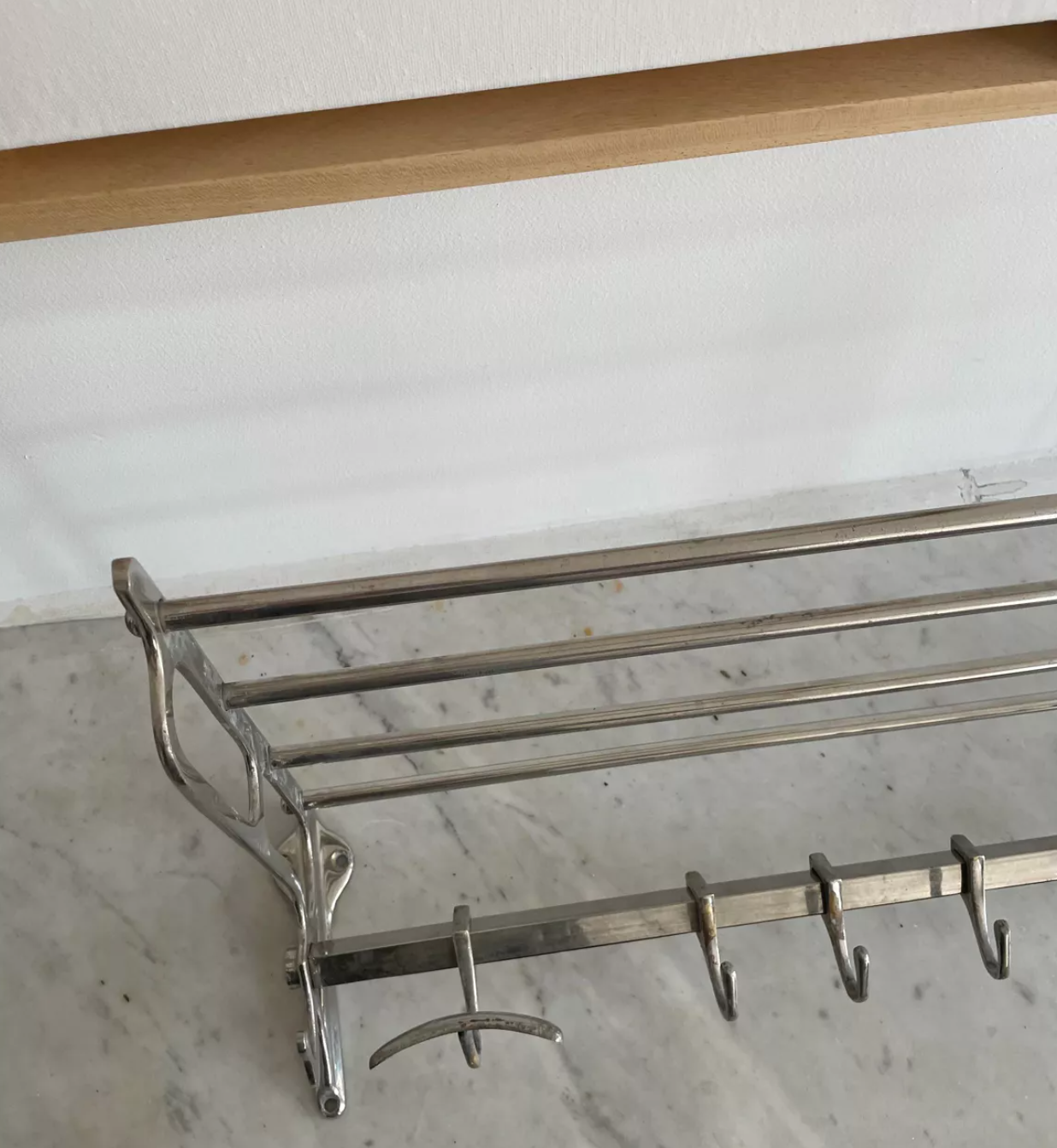 Vintage coat rack, chromed metal, art deco cloakroom