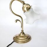 "swan neck" lamp in bronze and brass from 1900