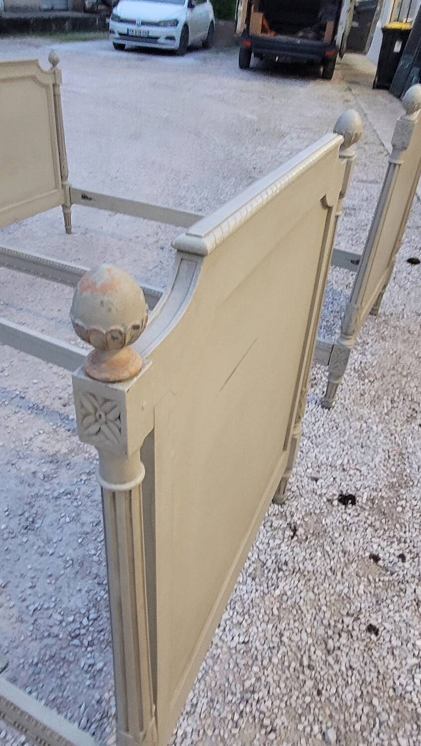 Pair of antique Louis XVI style beds with patina - 1900s