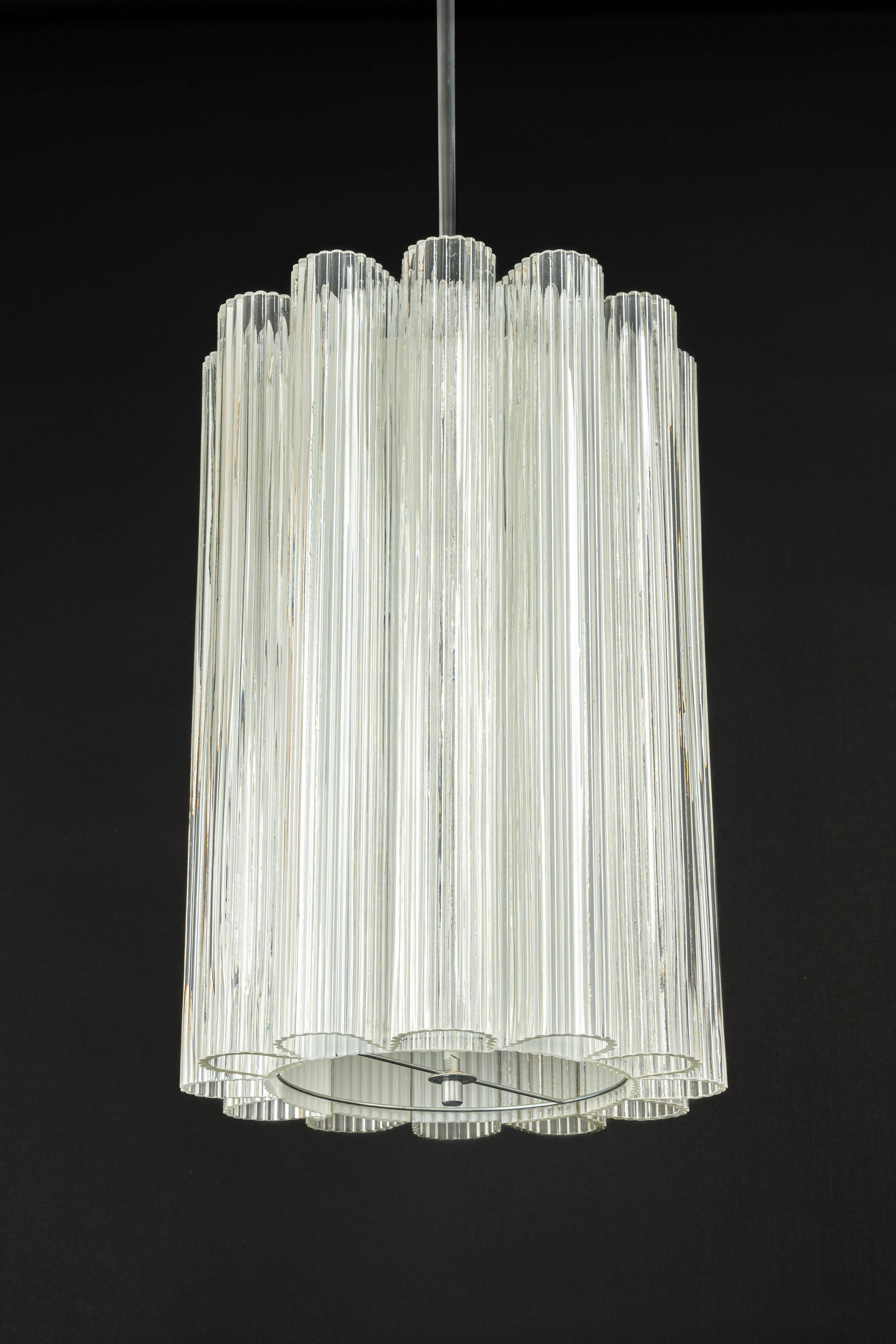 Cylindrical suspension with crystal glass by Doria, Germany, 1960s