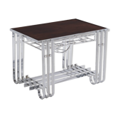 Table bar moderniste Art Deco noyer et métal nickelé vers 1930