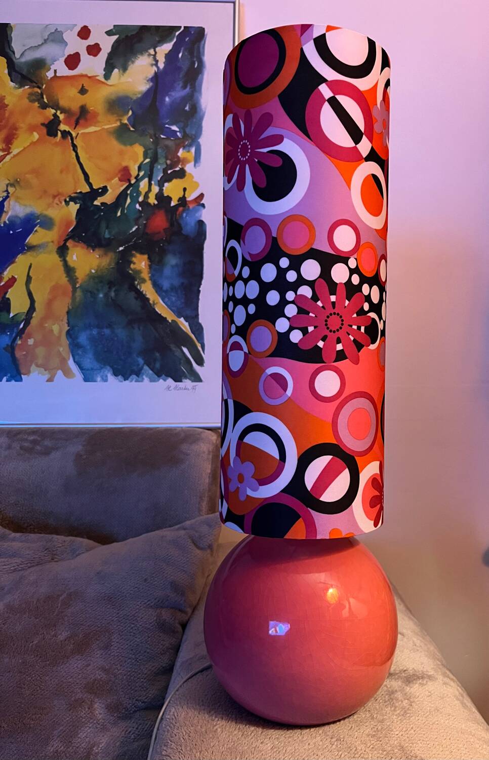 Table lamp, handmade lampshade.