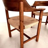 Rainer Daumiller Dining Chairs in Pine and New Paper Cord, 1970s