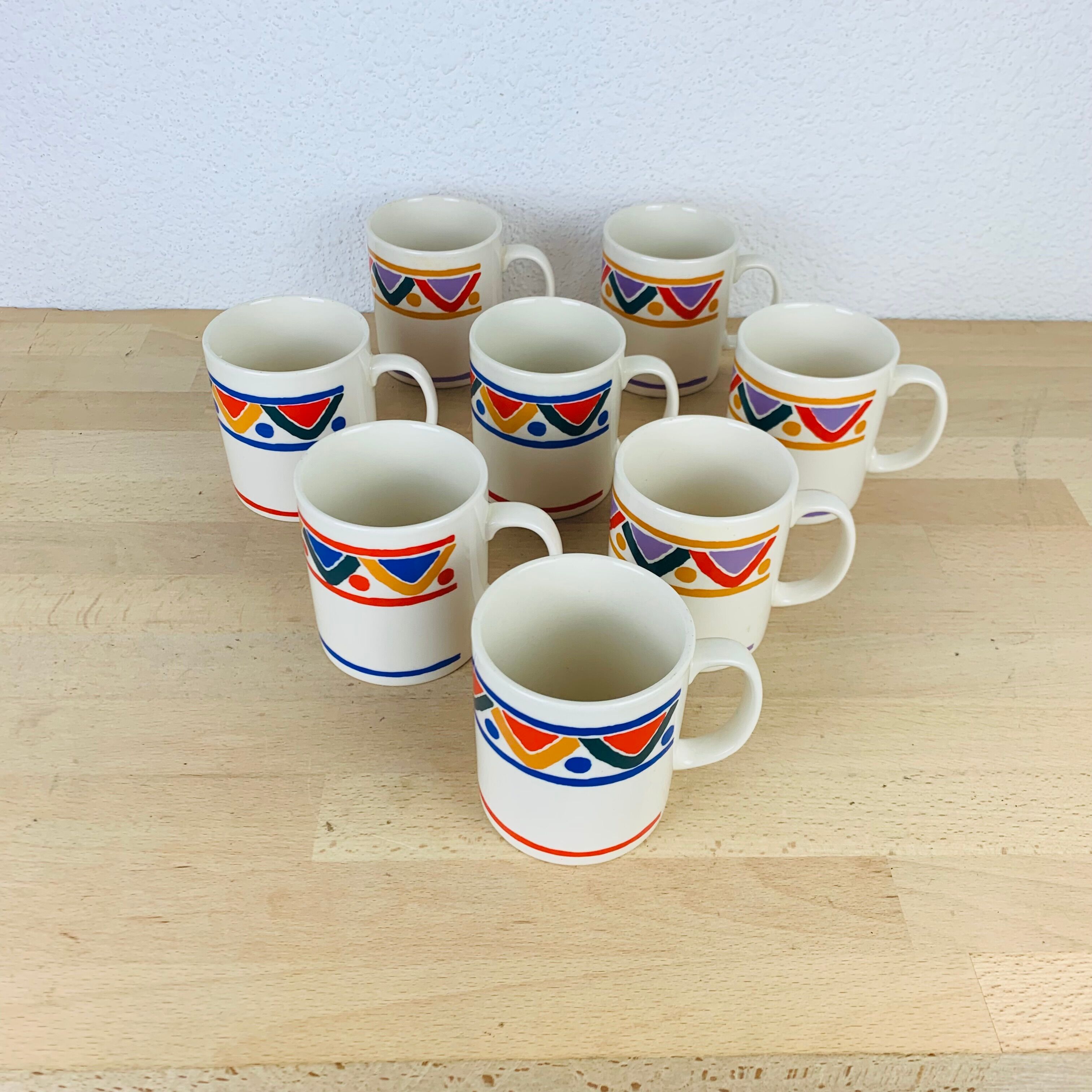 8 vintage ethnic pattern mugs