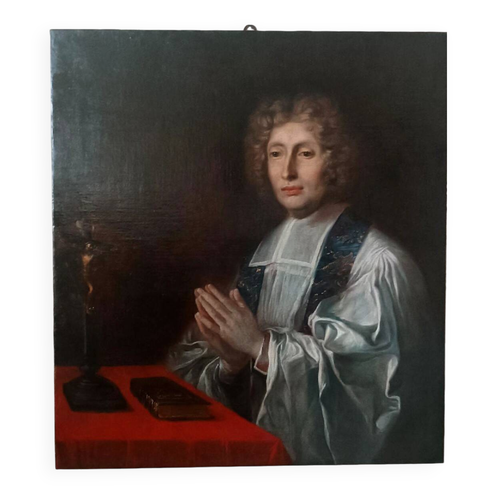 Peinture ancienne sur toile le portrait d'un prélat, école francaise xviii