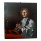Peinture ancienne sur toile le portrait d'un prélat, école francaise xviii