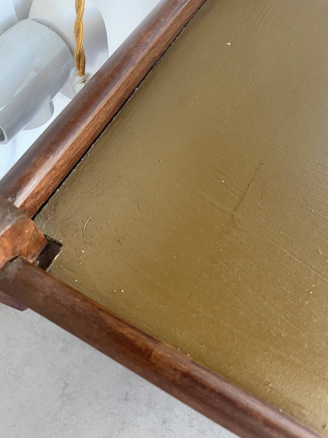 Vintage wooden and gilded brass rolling dessert trolley