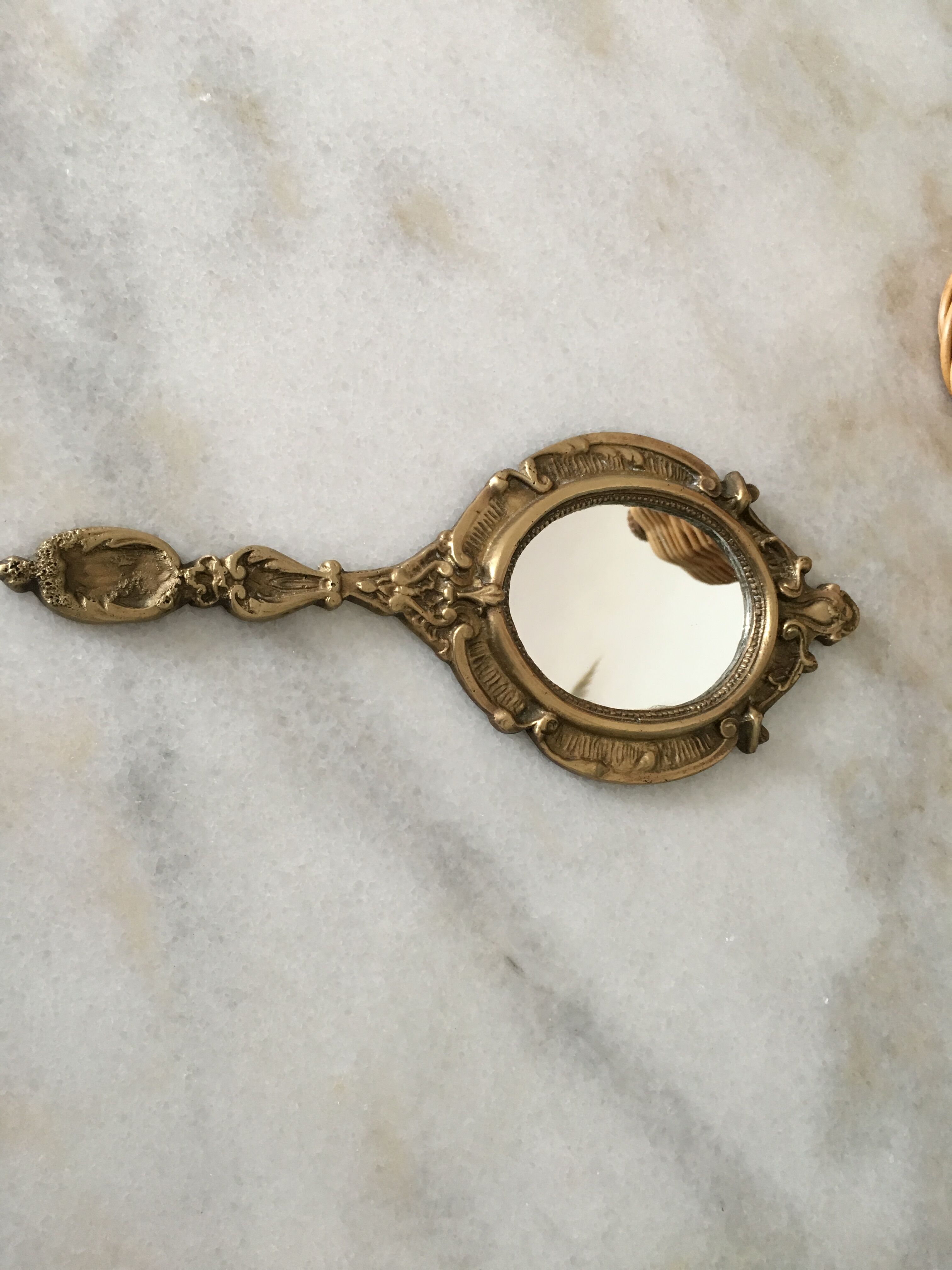 Brass hand mirror 26x11cm