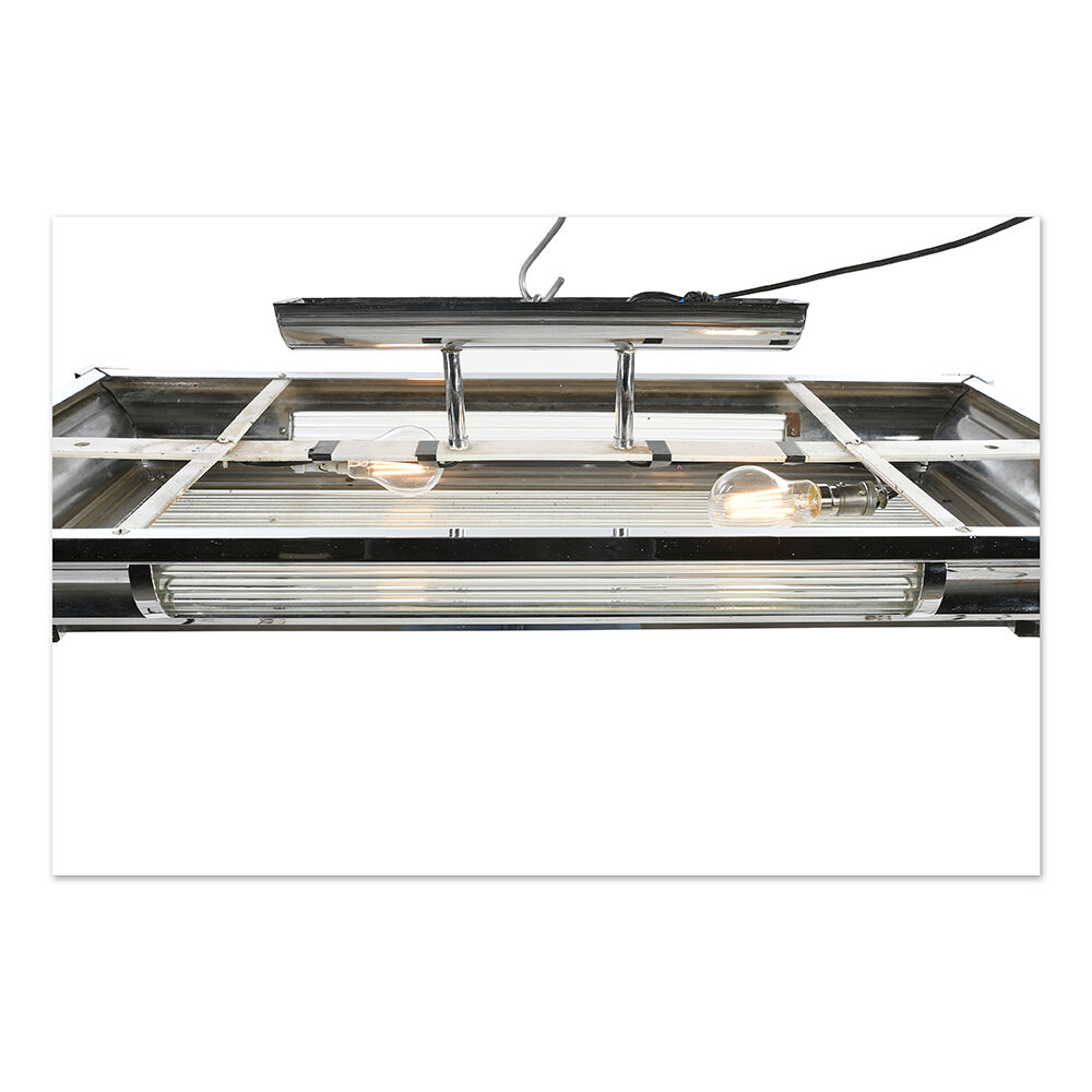 Art Deco ceiling lamp in chromed bronze and molded glass