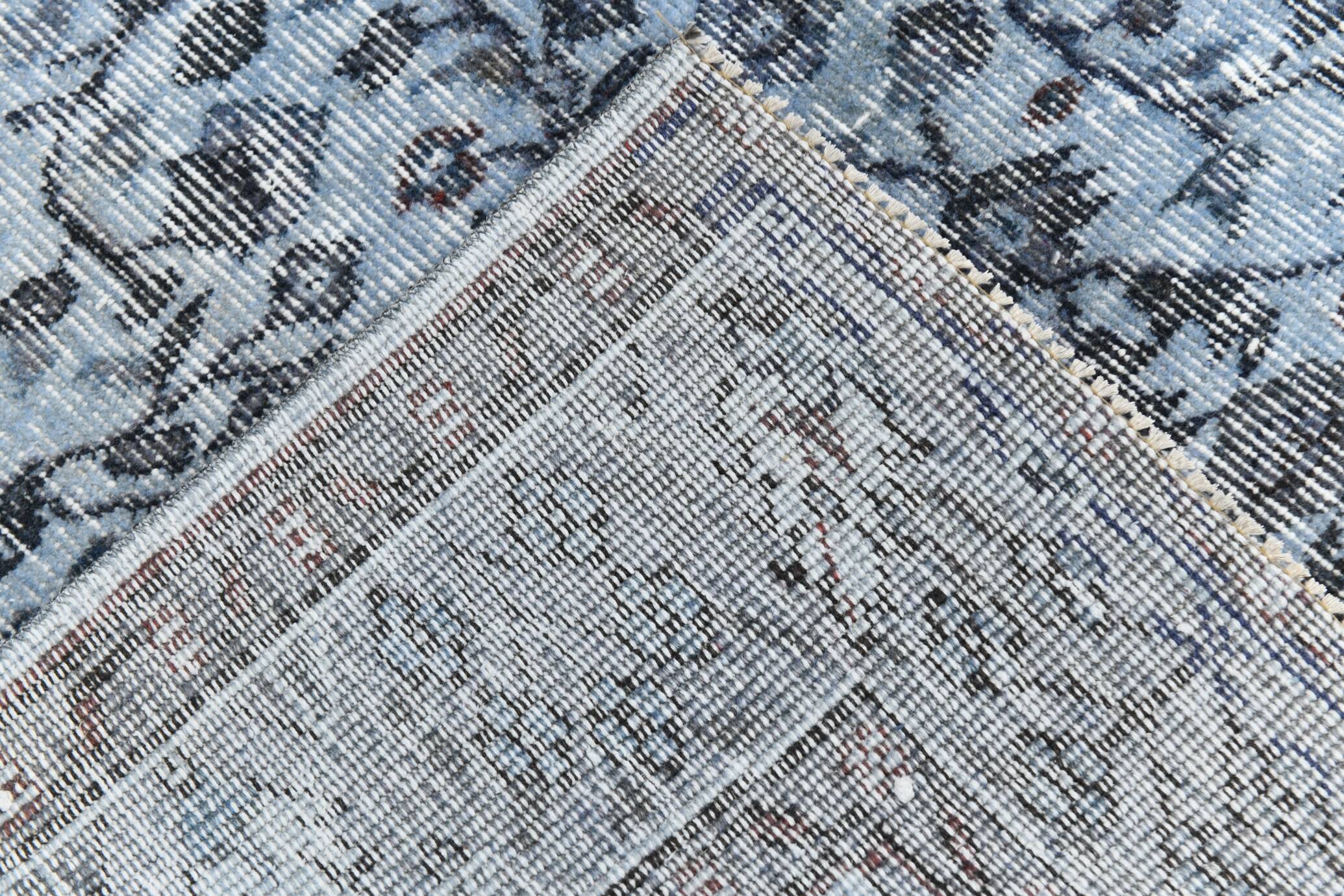 Turkish Rug All-Over Floral Pattern Light Blue Vintage Rug, 157x255Cm