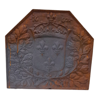 Plaque de cheminée en fonte foderie d'art Stern jamais posée fleur de lys