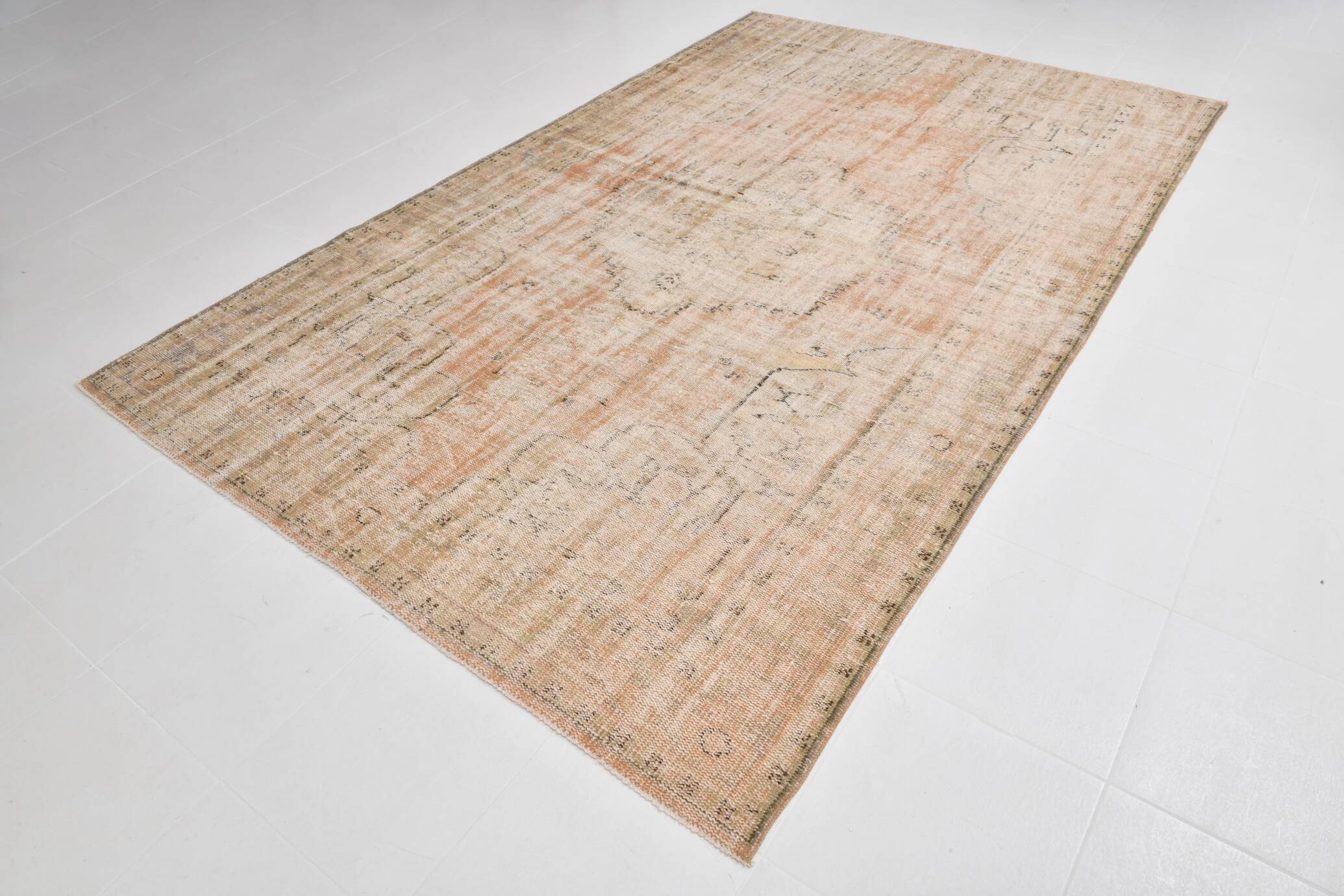 7X11 Pale Orange Beige Turkish Aea Rug, 202x320Cm SK 21060