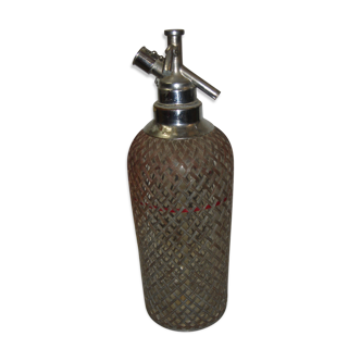 Siphon bouteille à eau de Seltz grillagé vers 1950/60