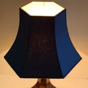 70's design table lamp in gold brass and blue fabric