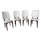 Set of 4 elegant French chairs Scandinavian style vintage 1960 imitation leather