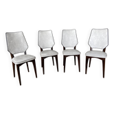 Set de 4 élégantes chaises françaises style scandinave vintage 1960 simili