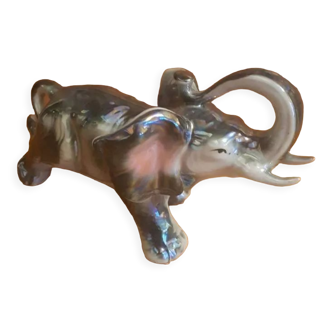 Vintage elephant in iridescent Art Deco ceramic