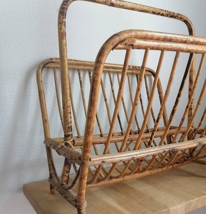 Rattan magazine holder
