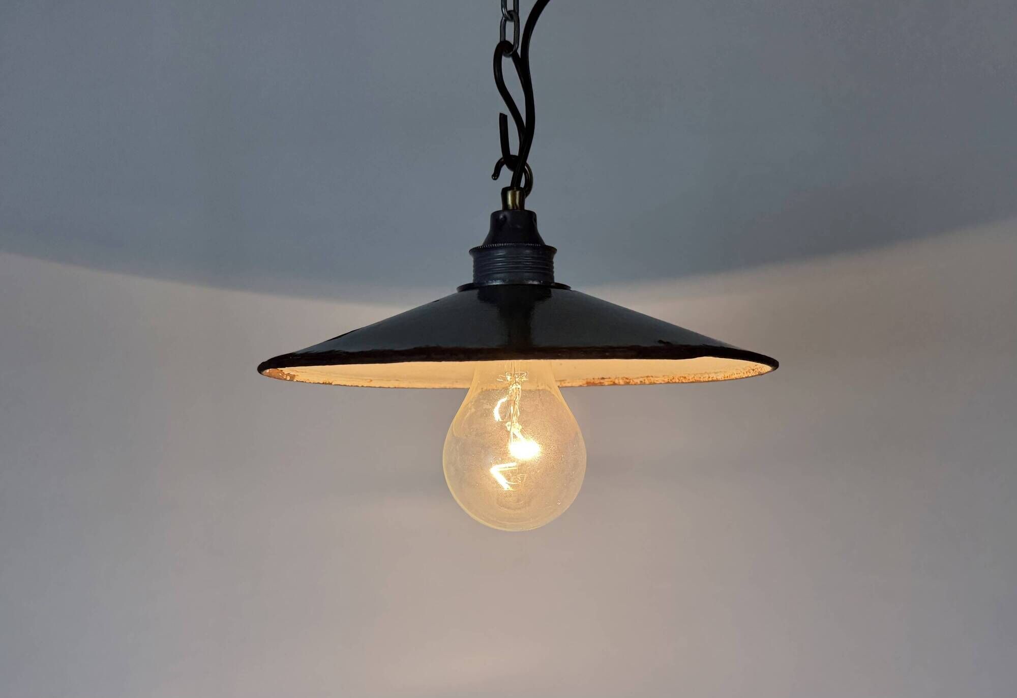 Industrial Green Enamel Light, 1950s