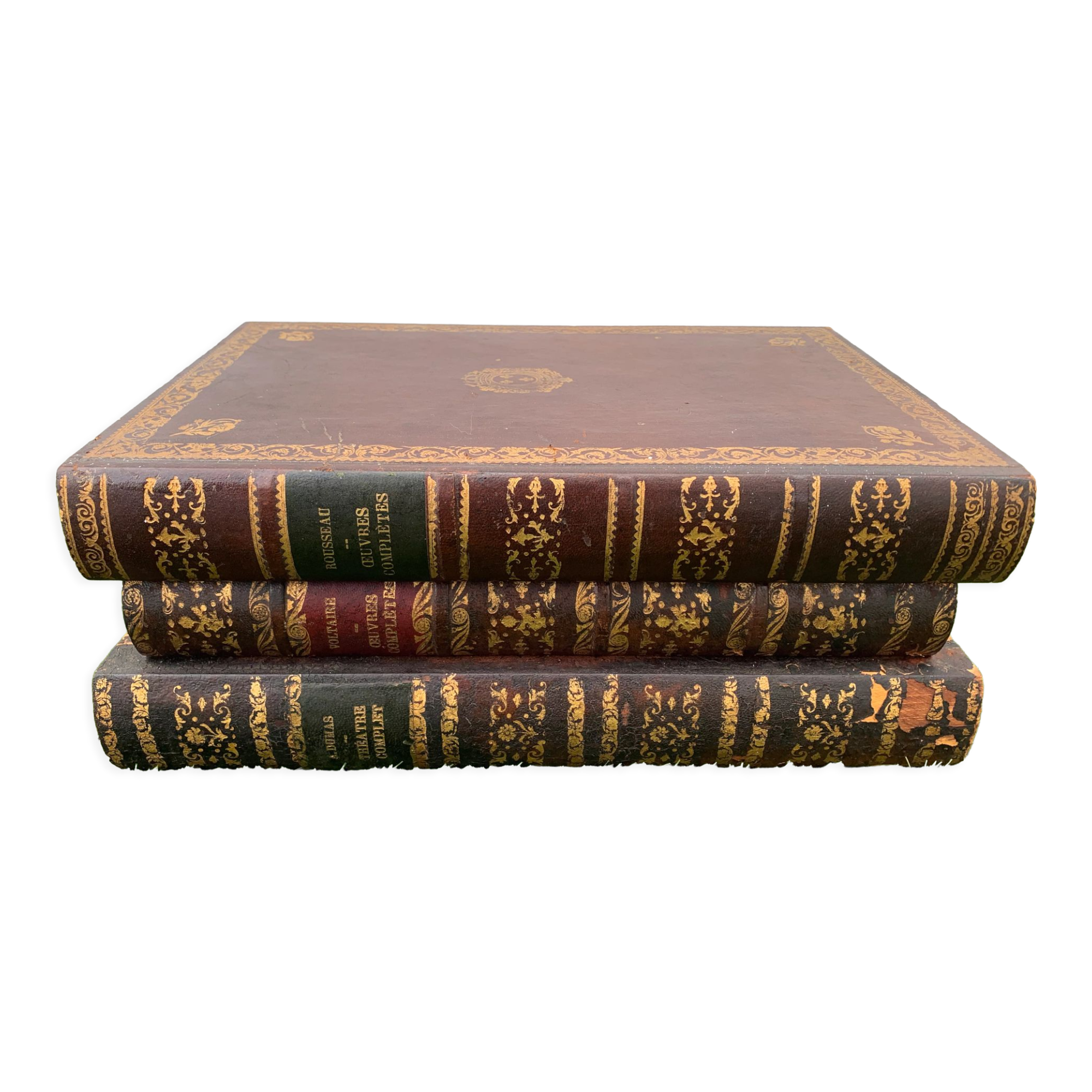 Boîte de rangement en trompe l'oeil de livres anciens, XXème siècle