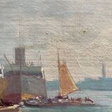 HSP Marine Orientalist port boat signed around 1950 + frame