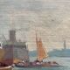 HSP Marine Orientalist port boat signed around 1950 + frame