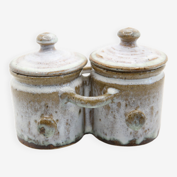 Double pot in grey glazed stoneware from the pottery of the Black Valley