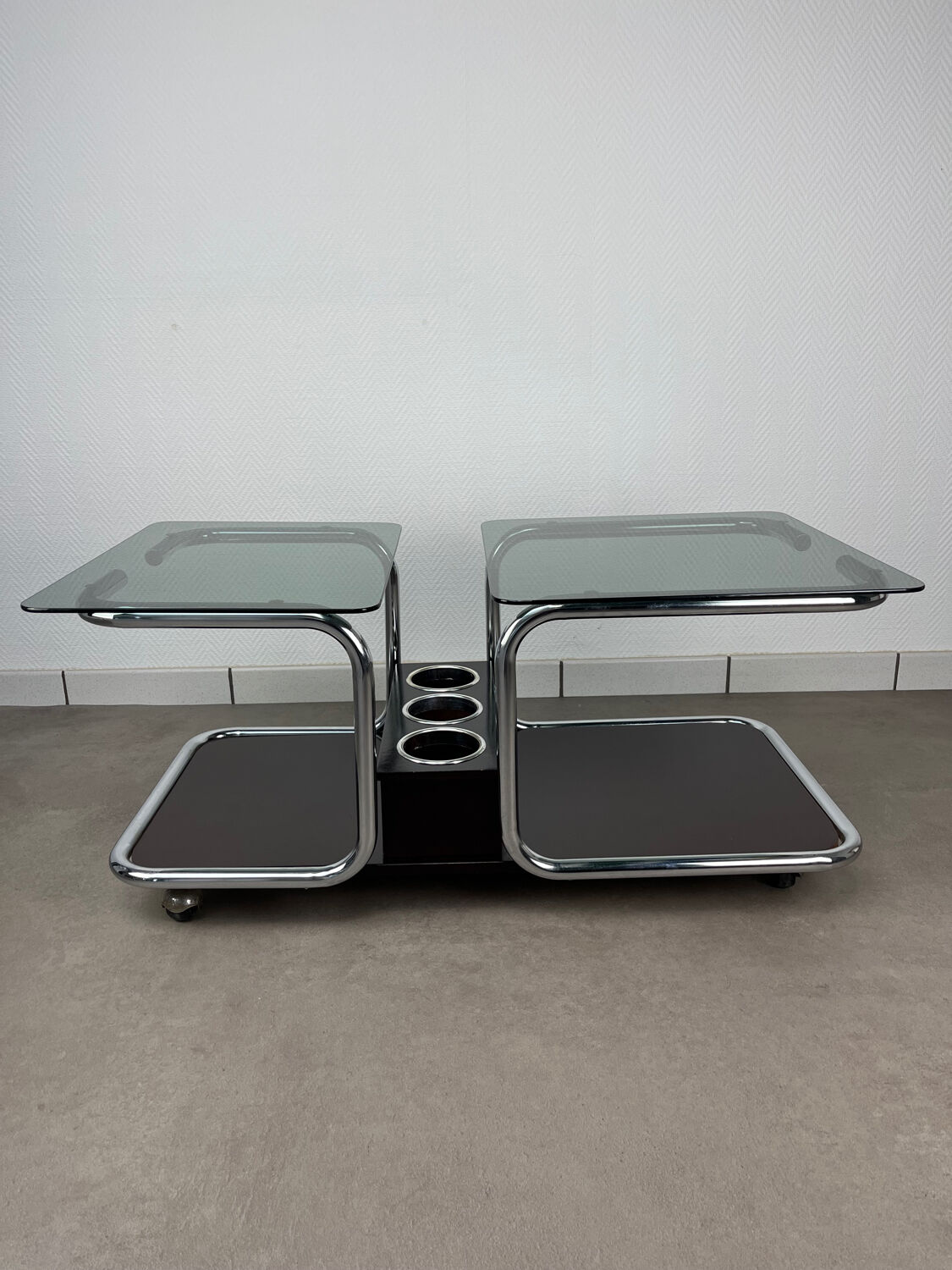 Chrome and smoked glass coffee table from the 70s.