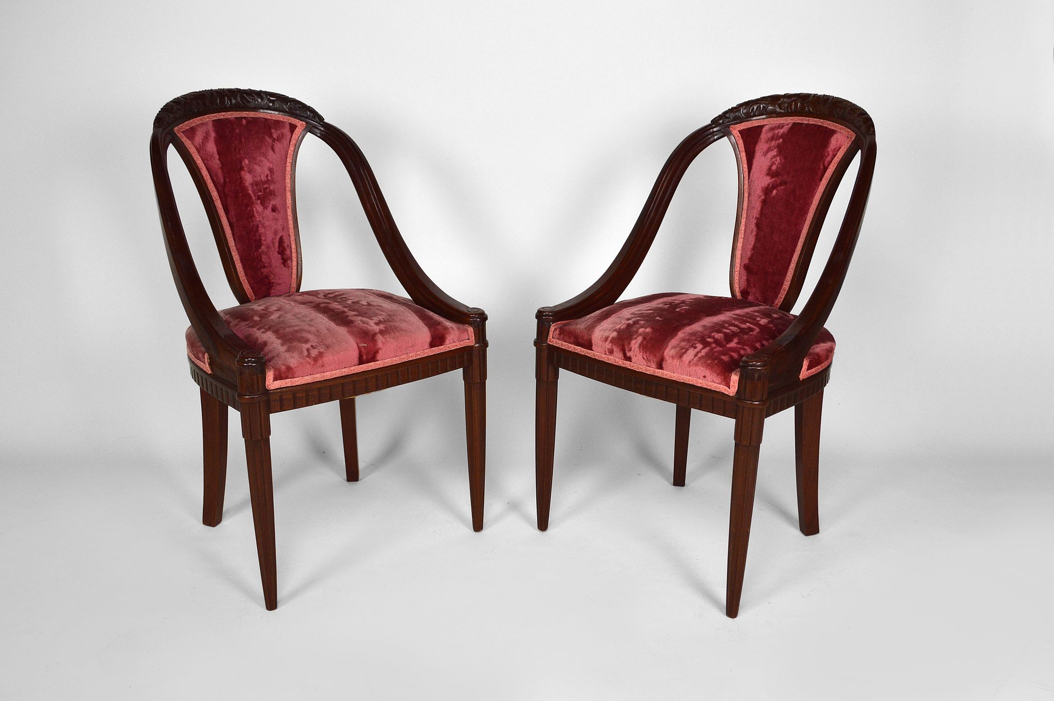 Art Deco Salon by Paul Follot in pink velvet, circa 1920