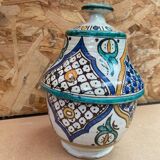 Ancienne Jarre A Beurre Jobbana Maroc Faïence Polychrome XIXÈME Vintage #B082