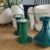Emerald green ceramic candle holder