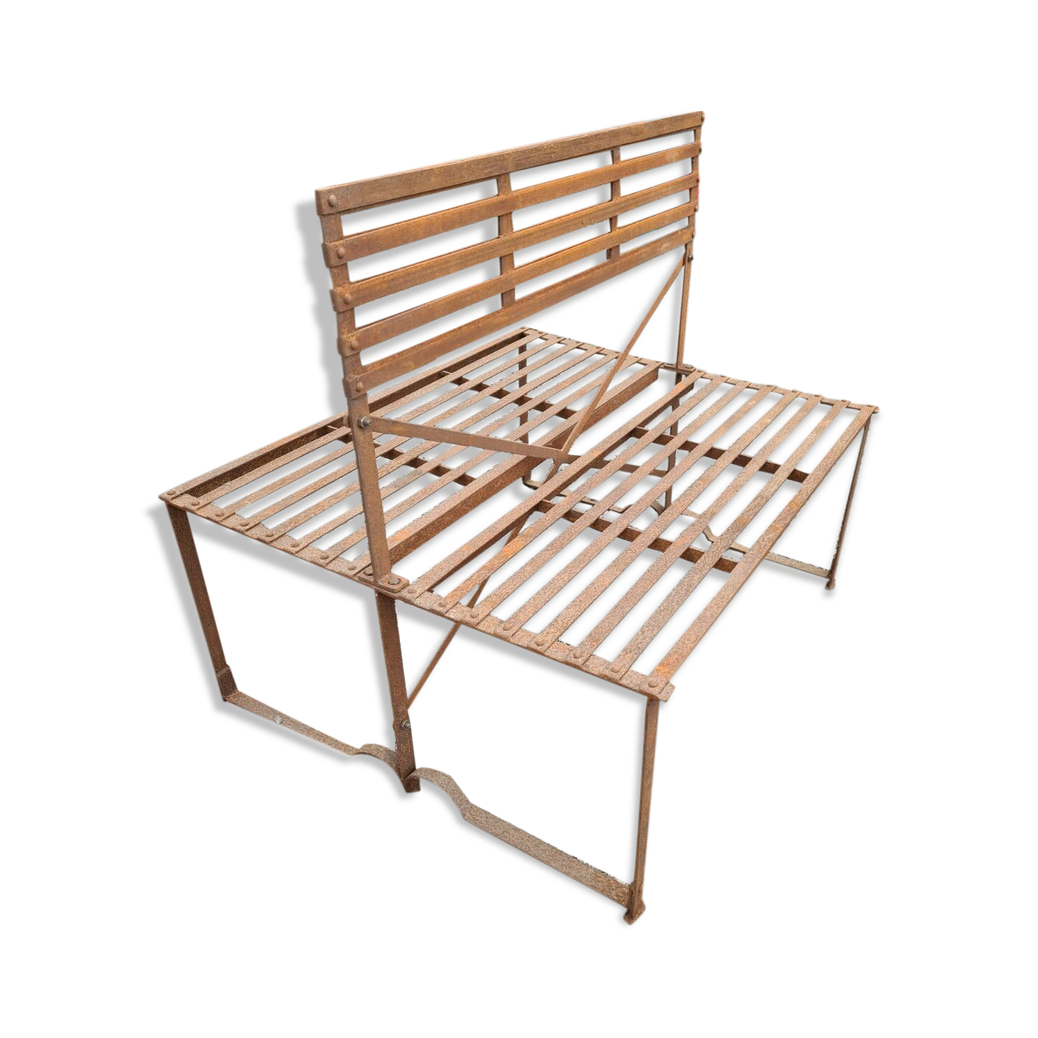 Wrought iron back-to-back garden bench