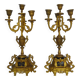 Paire de candélabres à 4 branches bronze et marbre style Napoléon III, XIXè