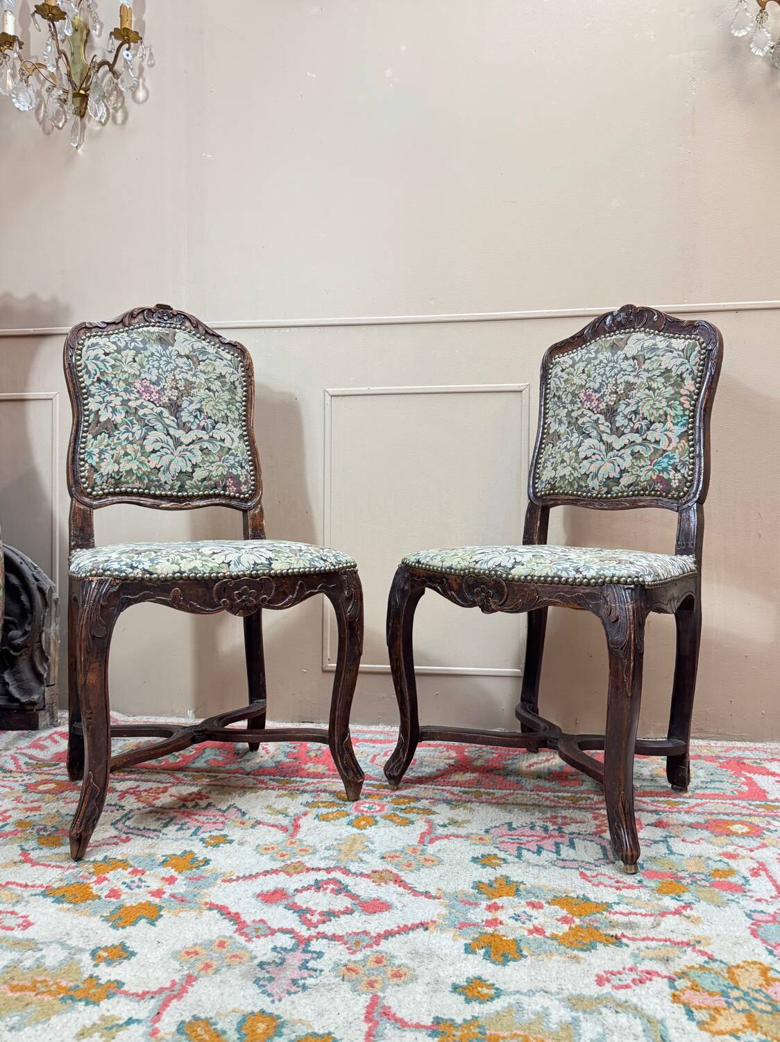 Armand henry pair of natural wood chairs stamped from the regency period